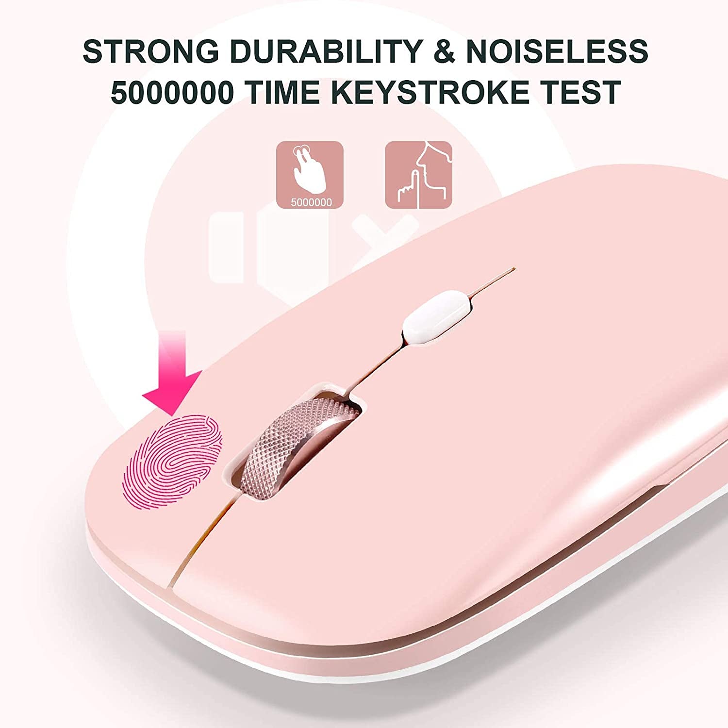 PINKCAT Wireless Flat Mouse, 2.4G Optical Mouse (Pink)