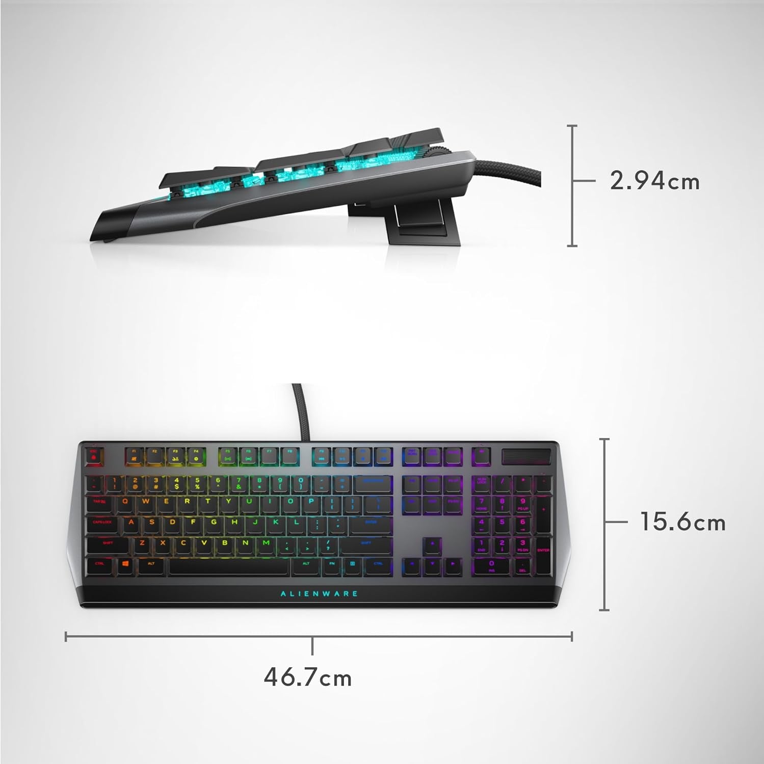 Low-Profile RGB Gaming Keyboard AW510K, Alienfx per Key RGB LED Color Backlighting