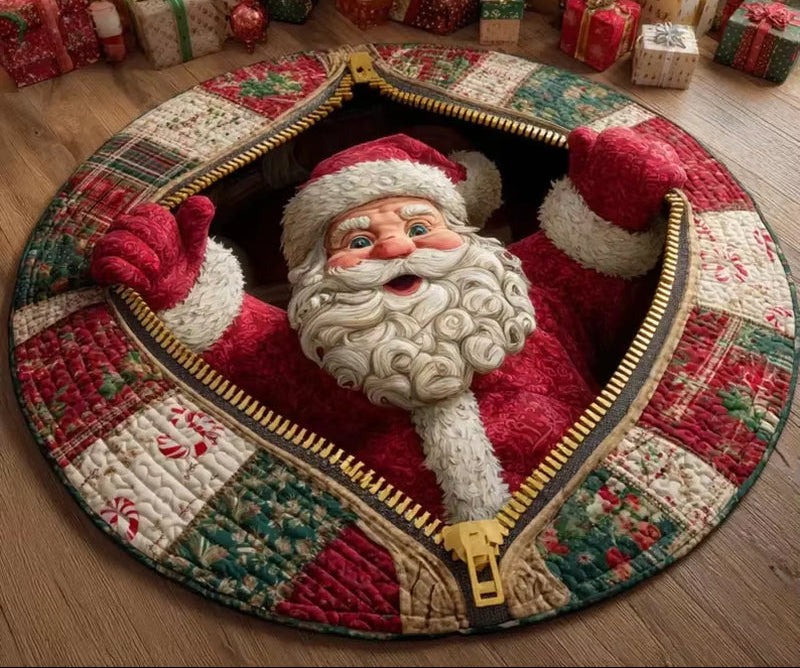 Santa Claus Christmas 3D Printed round Mat Christmas Christmas Decor Christmas Welcome Door Mat Winter Home Christmas Decoration