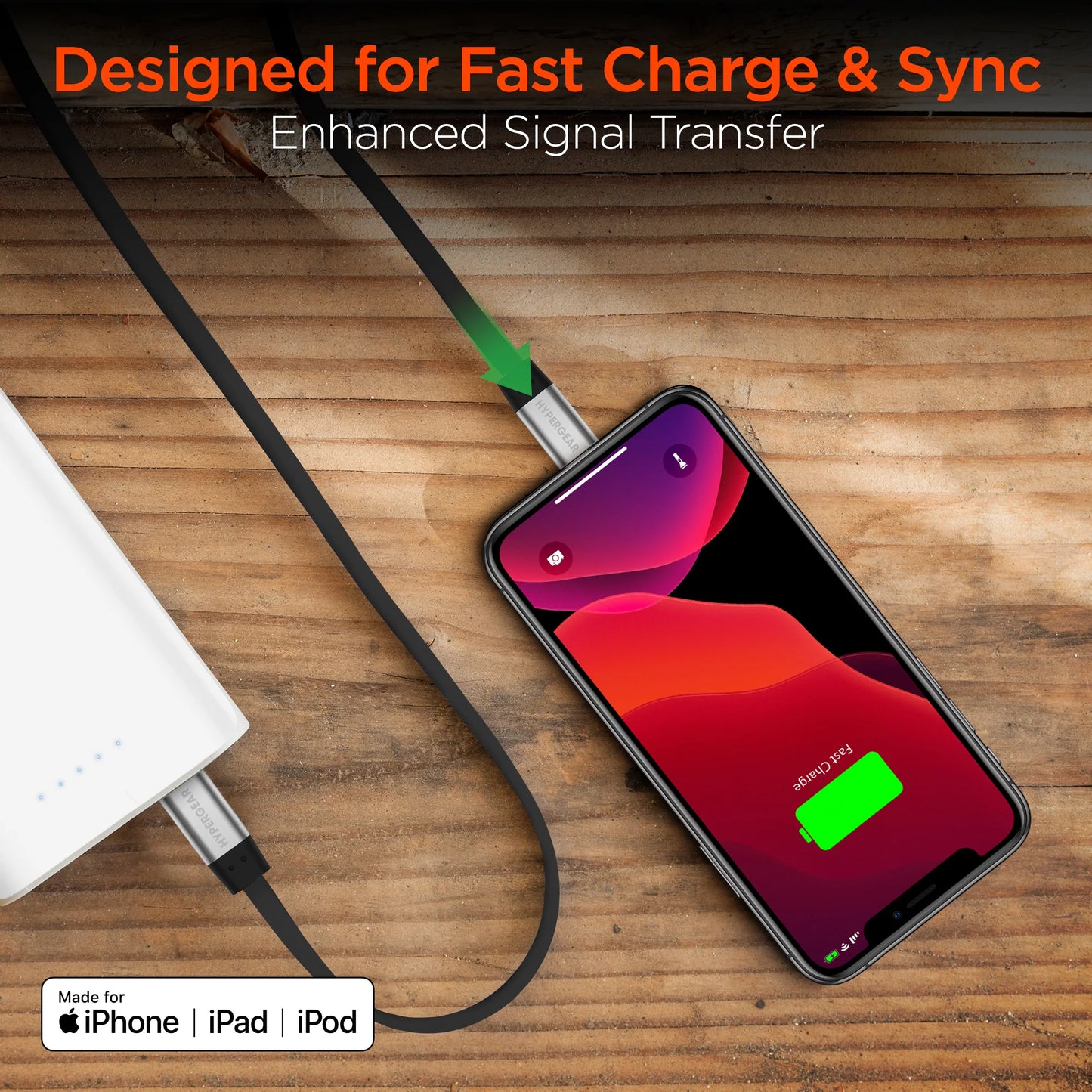Hypergear Flexi USB-C to Lightning Flat Cable 6Ft