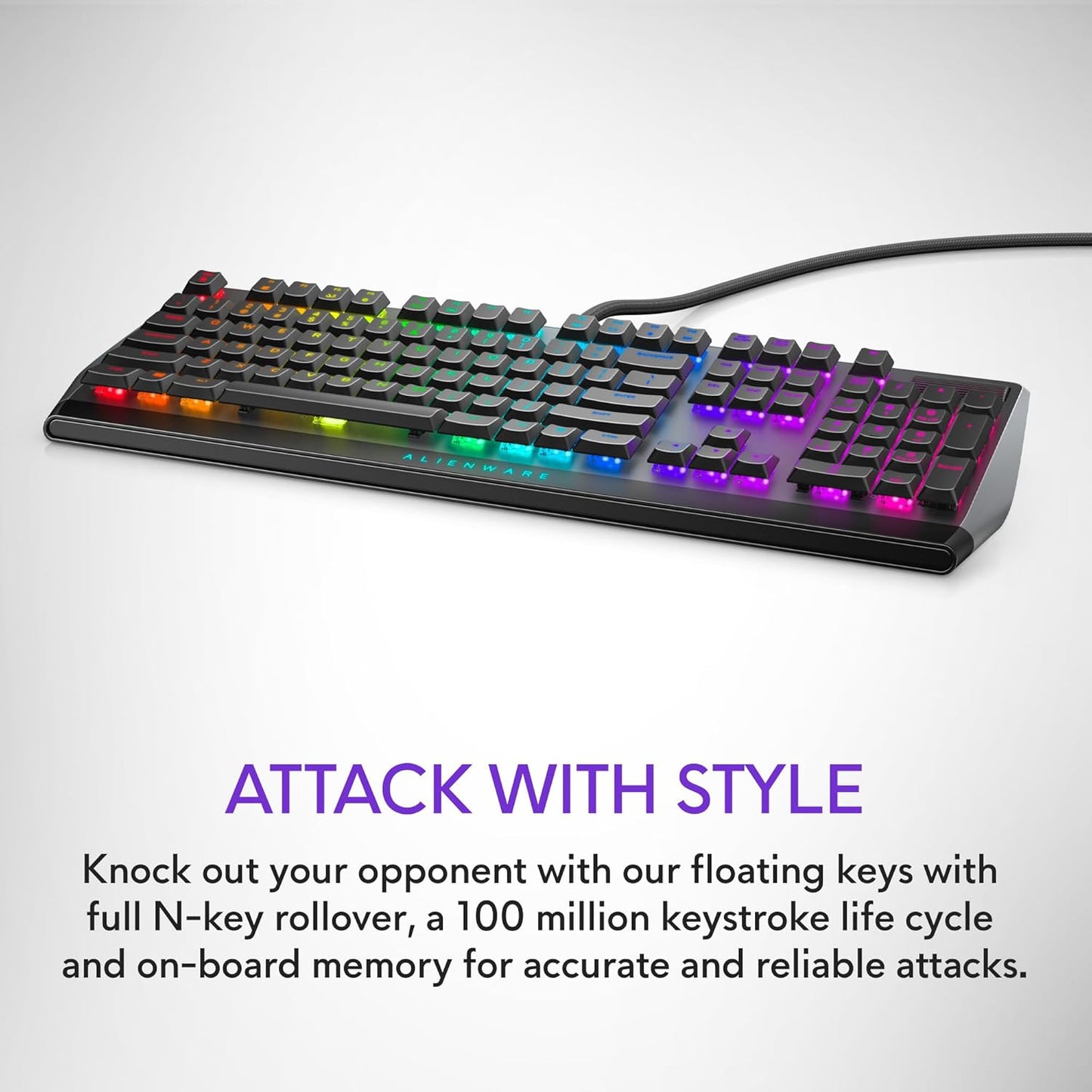 Low-Profile RGB Gaming Keyboard AW510K, Alienfx per Key RGB LED Color Backlighting
