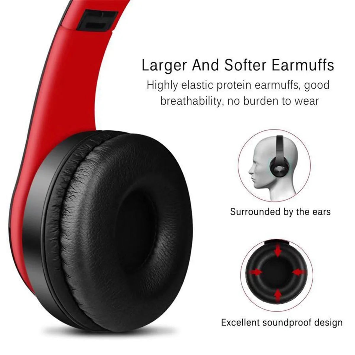 Bluetooth Headphones over Ear Wireless Noise Cancelling Headphones Foldable Stereo Earphone Super Bass Headset