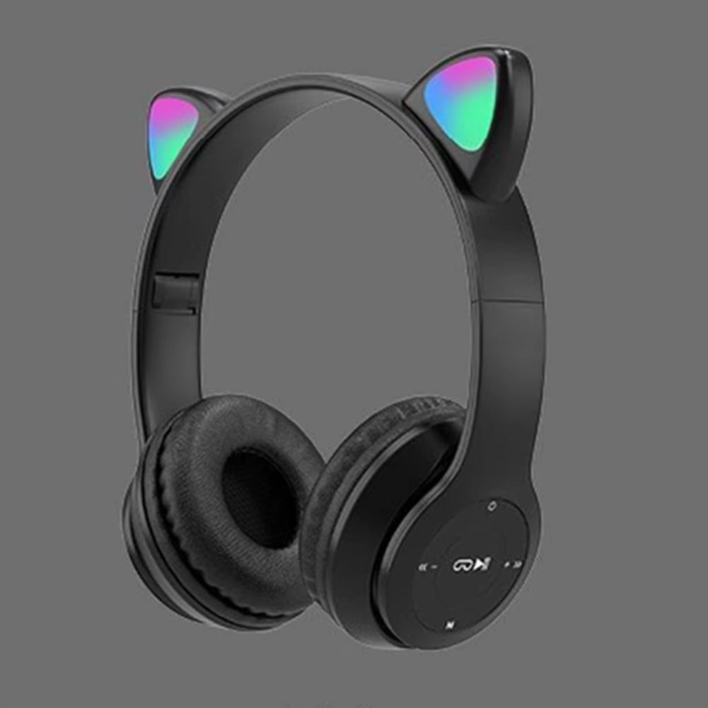 Wireless Headphones Glow Light Gaming Headset Stereo Bass Bluetooth-Compatible Helmets Sports Headphones for Kids and Adult