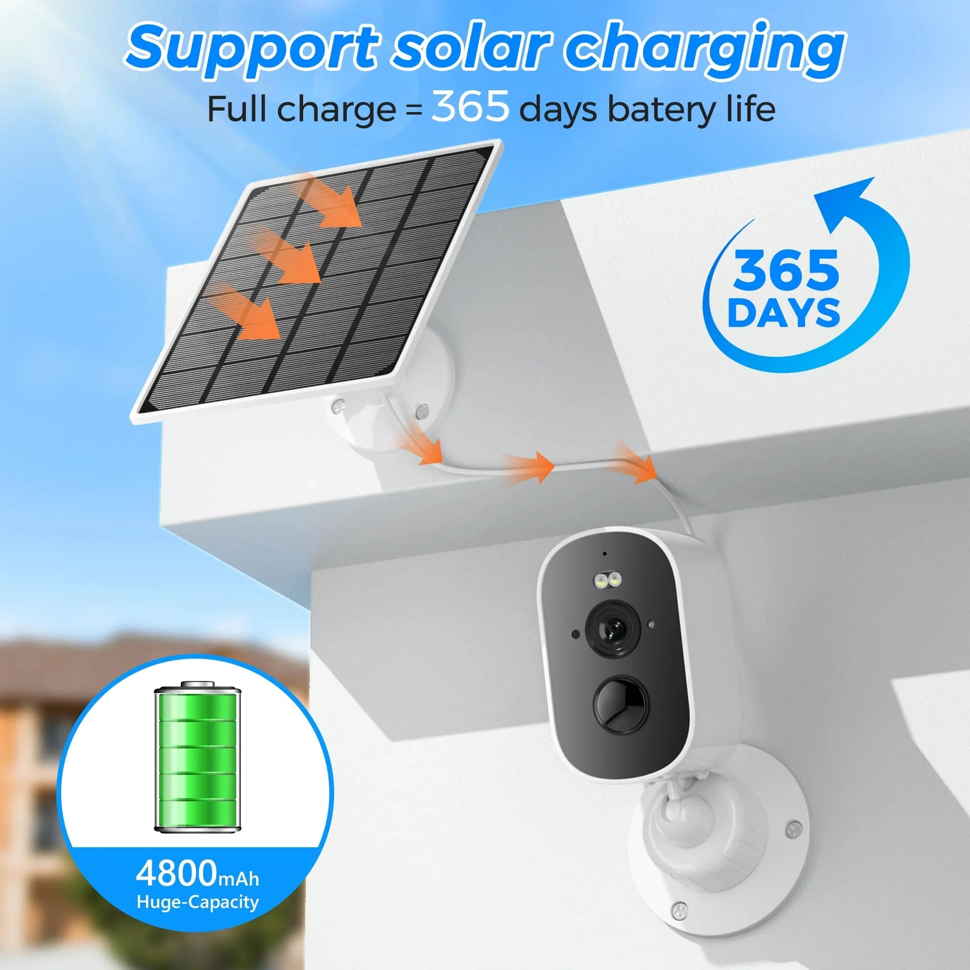 2K 4MP Security Cameras Wireless Outdoor, IP65 Waterproof Rechargeable Battery Powered Wifi Camera Home Surveillance System with PIR Motion Detection, Color Night Vision, 2-Way Talk, Cl-Oud/Sd Card