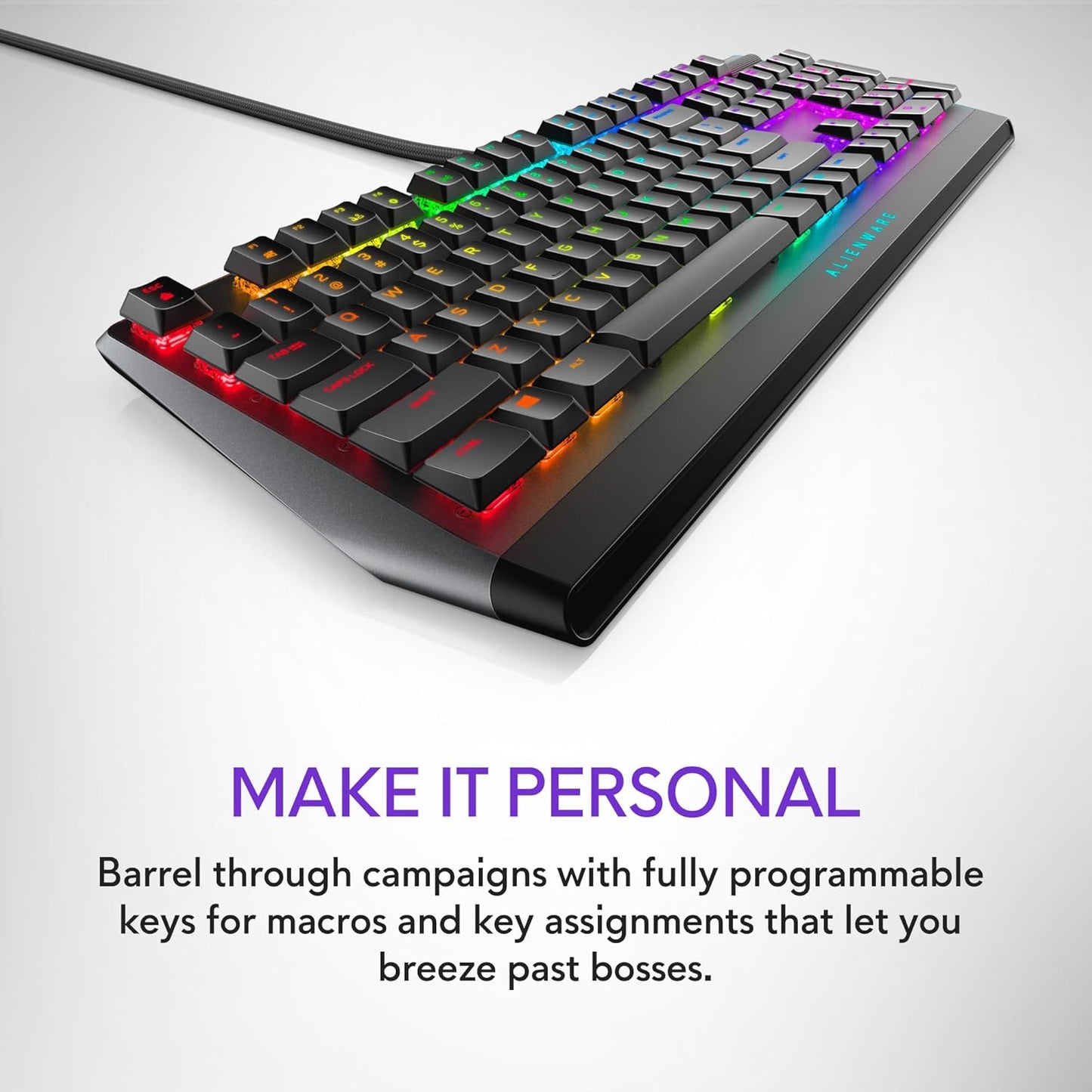 Low-Profile RGB Gaming Keyboard AW510K, Alienfx per Key RGB LED Color Backlighting