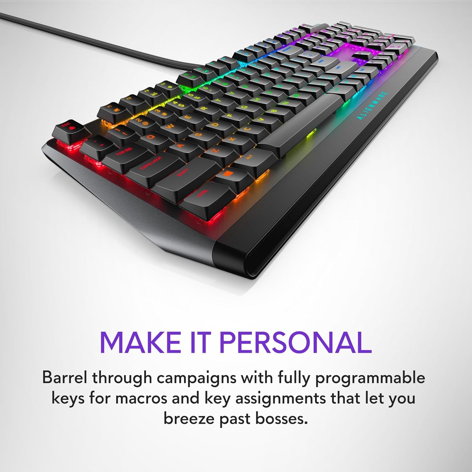 Low-Profile RGB Gaming Keyboard AW510K, Alienfx per Key RGB LED Color Backlighting