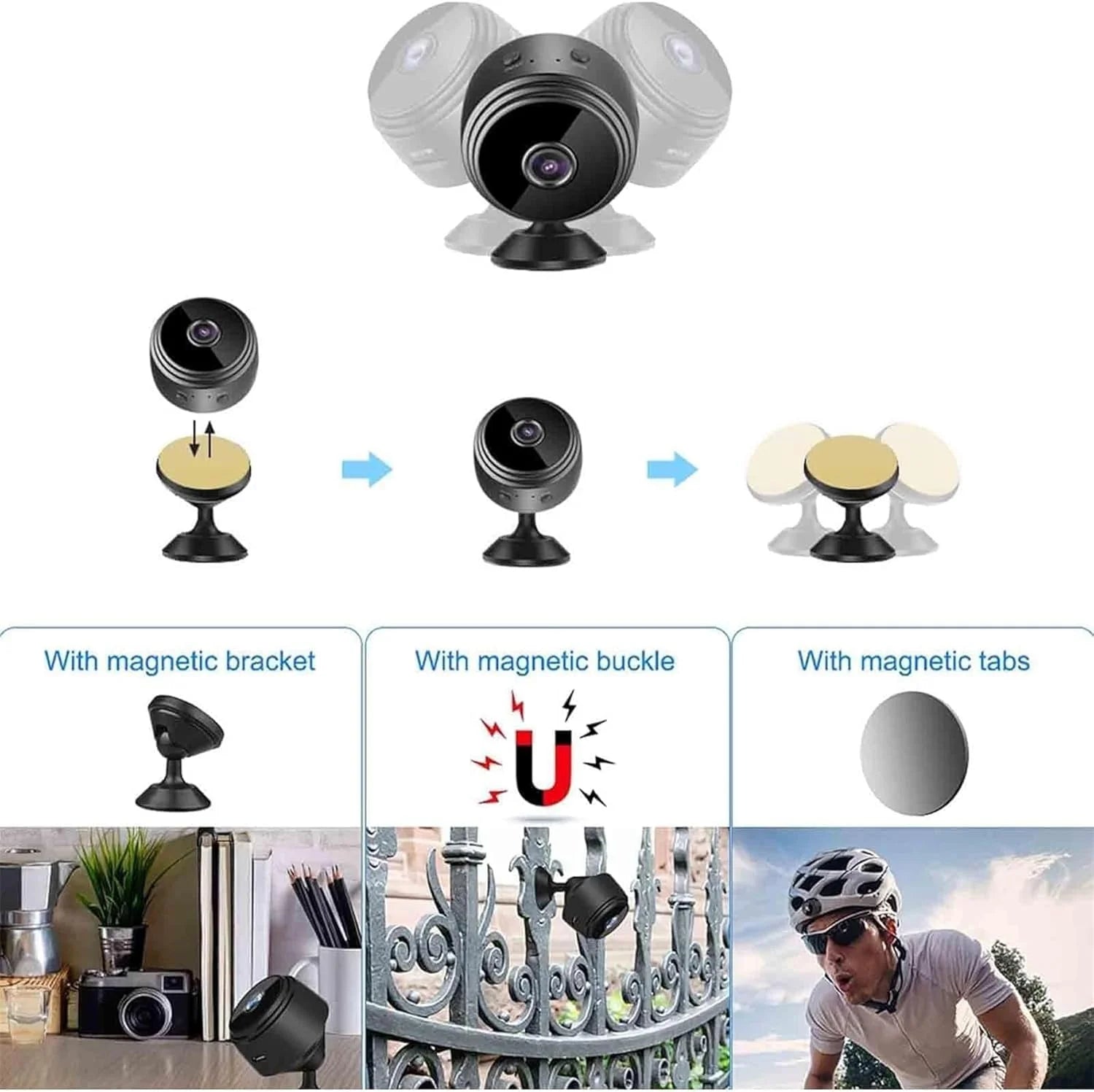 Mini Guard Cam, Miniguard Magnetic Mini Security Camera, 1080P HD Secret Scope Hidden Camera with Audio Indoor/Outdoor Wireless (2Pcs)