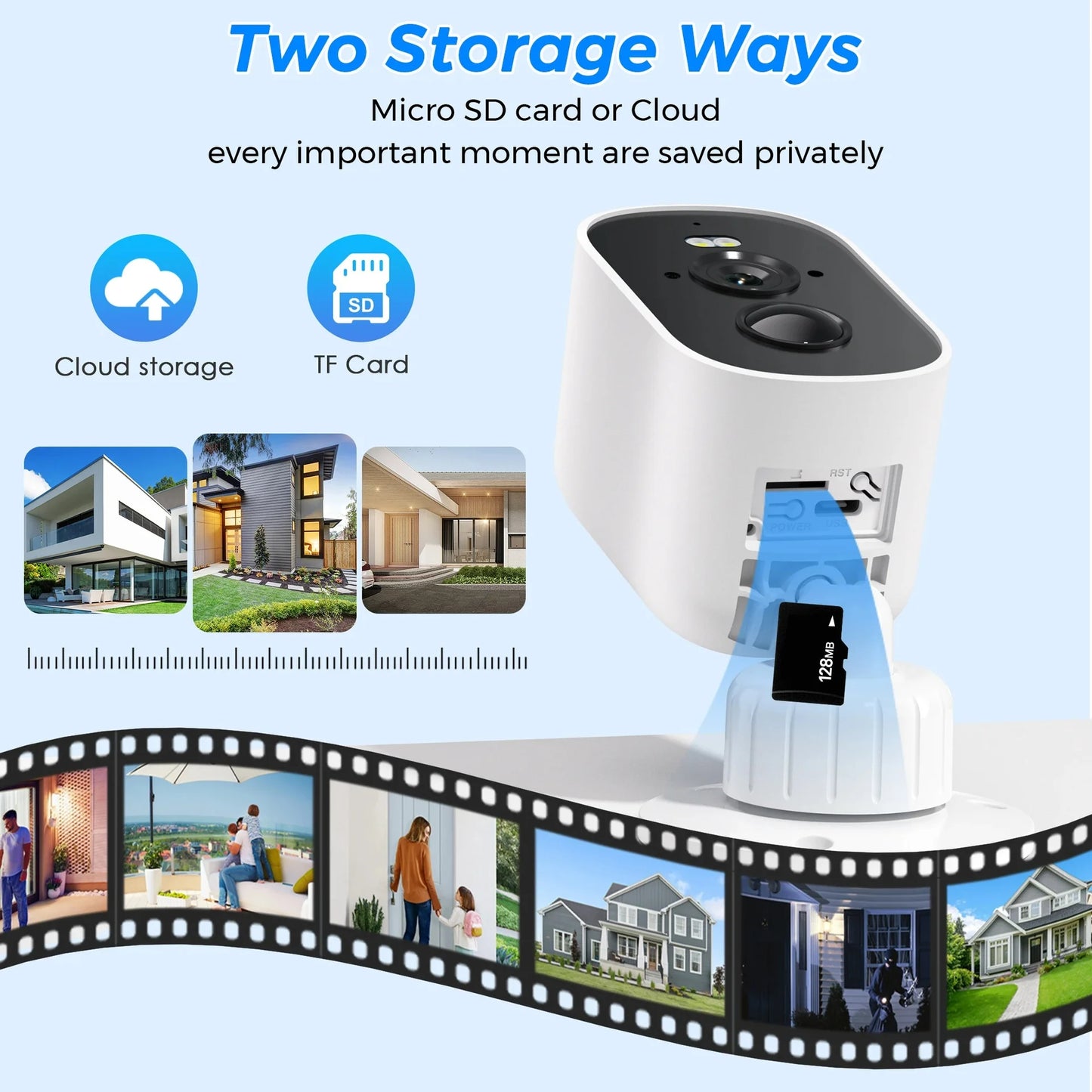 2K 4MP Security Cameras Wireless Outdoor, IP65 Waterproof Rechargeable Battery Powered Wifi Camera Home Surveillance System with PIR Motion Detection, Color Night Vision, 2-Way Talk, Cl-Oud/Sd Card