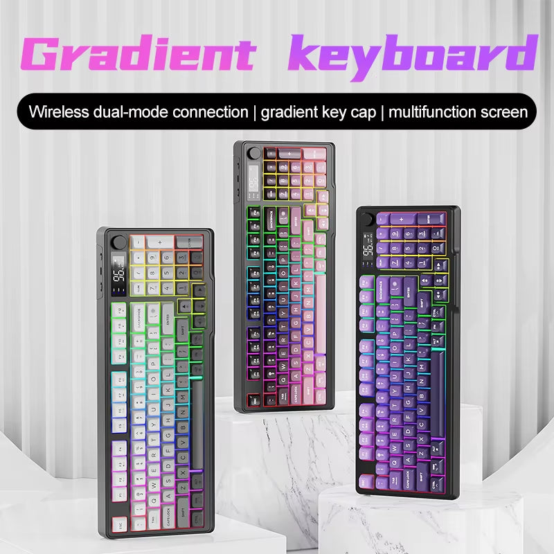 M96 Bluetooth Keyboard Wireless  Screen Gaming Keyboard,Electronic Screen, Multi-Device Connection,Ergonomics Gaming