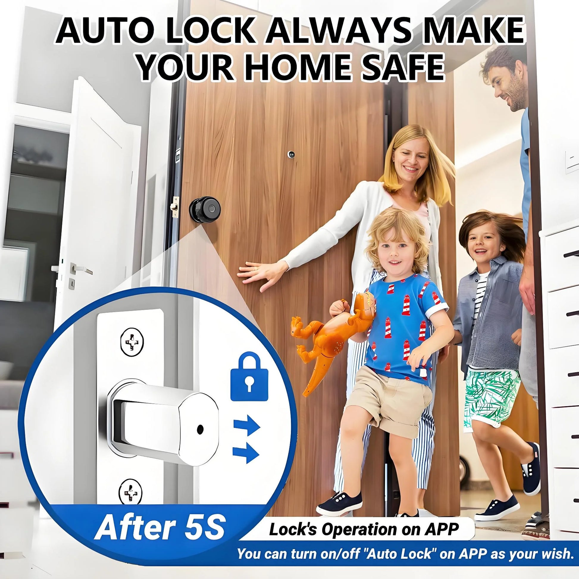 Keyless Smart Door Lock Smart Deadbolt with App Control & Fingerprint & 2 Keys