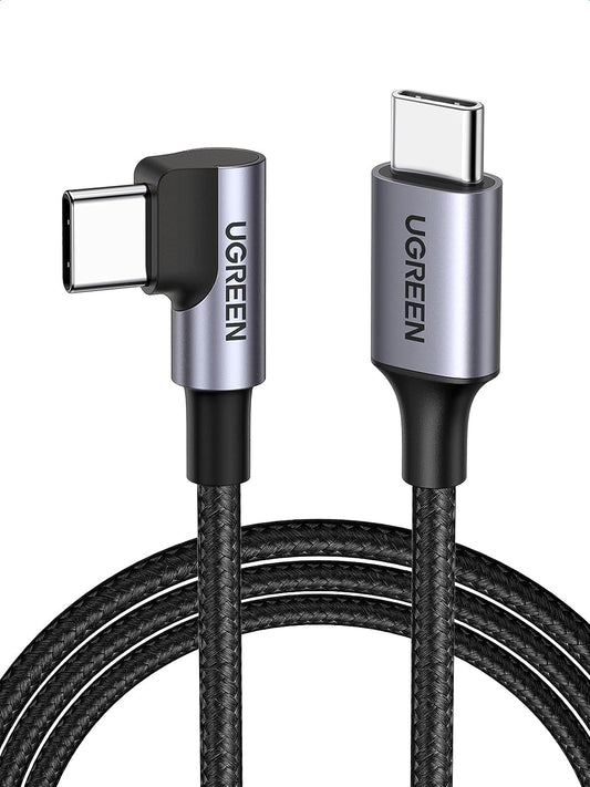 Right Angle USB C Cable 6.6FT 2-Pack, 60W USB C to USB C Cable 90 Degree Type C Cable
