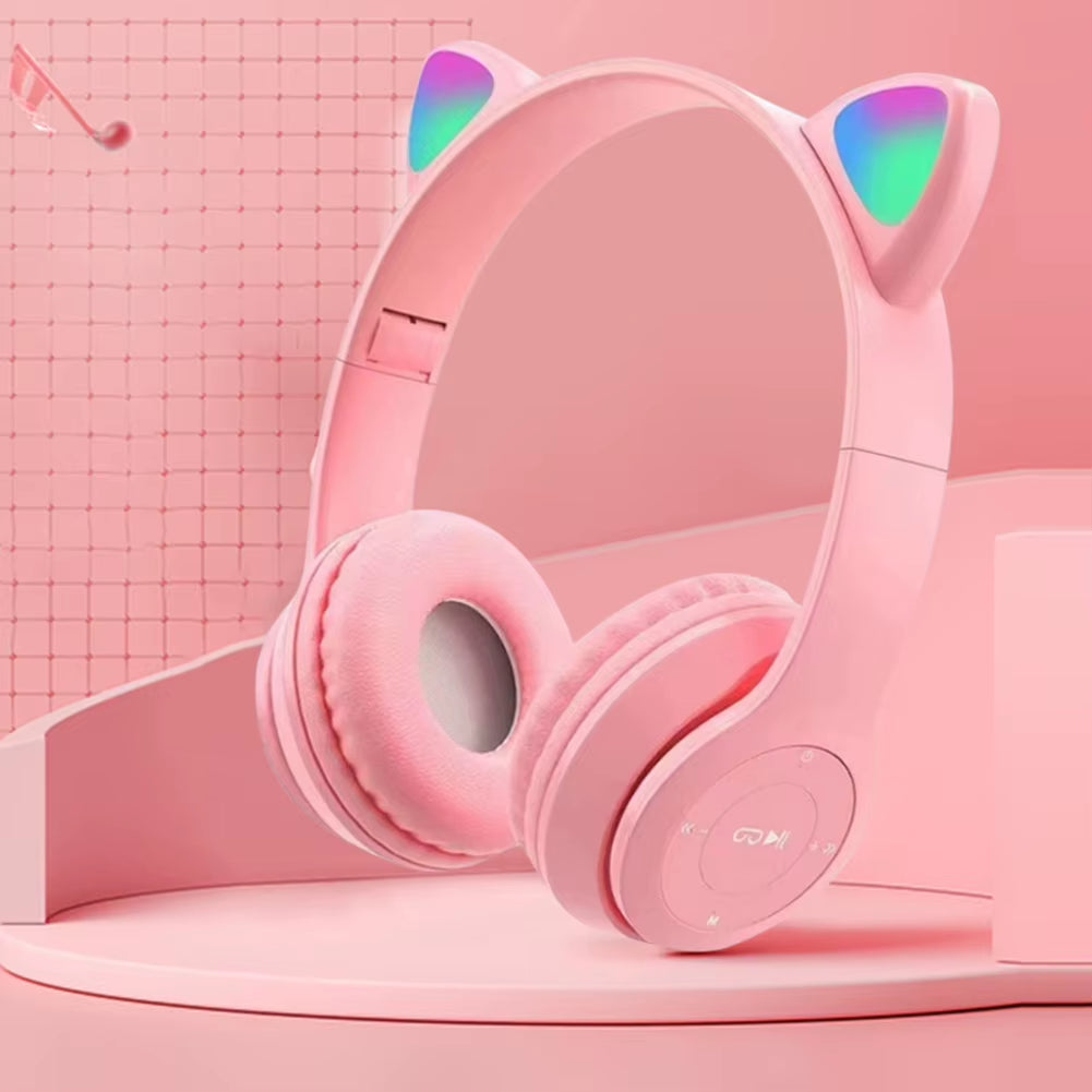Wireless Headphones Glow Light Gaming Headset Stereo Bass Bluetooth-Compatible Helmets Sports Headphones for Kids and Adult