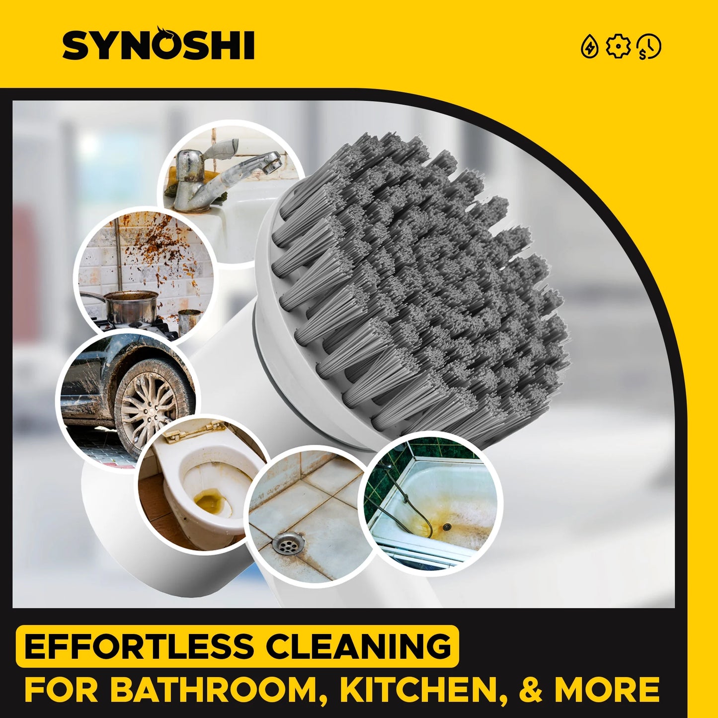 ® Electric Scrubber with 3 Replaceable Brush Heads, Cordless Waterproof Spin Power Cleaner