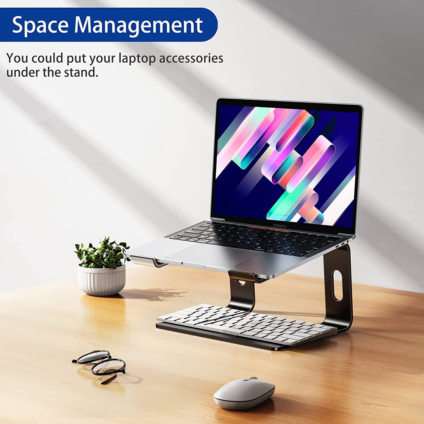 BESIGN LS03 Aluminum Laptop Stand, Detachable Computer Stand, Black