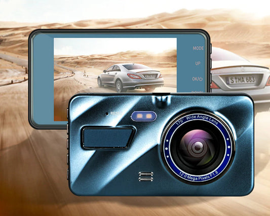 Touch Screen Dash Cam 4" 1080P Dual Lens Car DVR Recorder Front and Rear Camera