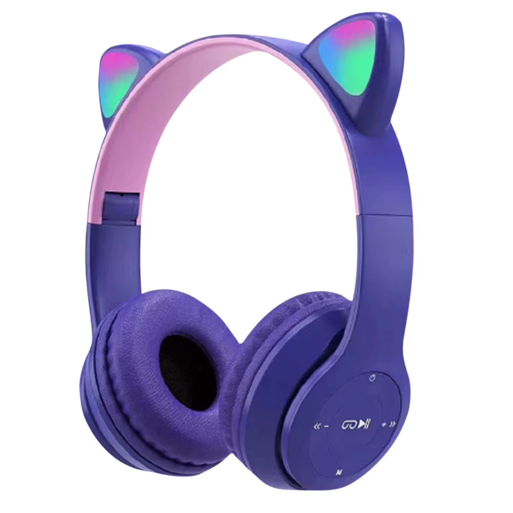 Wireless Headphones Glow Light Gaming Headset Stereo Bass Bluetooth-Compatible Helmets Sports Headphones for Kids and Adult