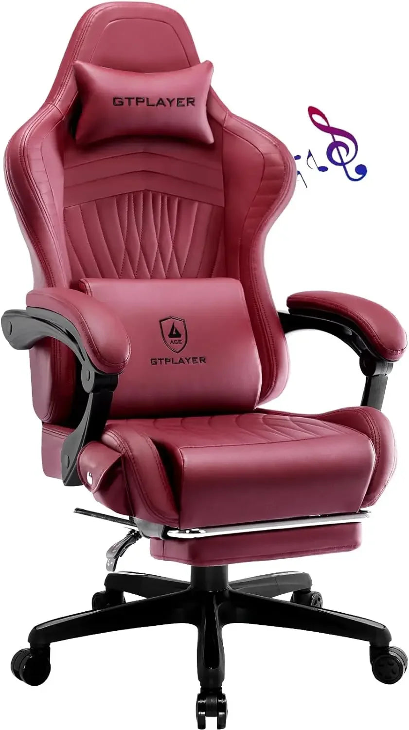 GTPLAYER Gaming Chair, Computer Chair with Footrest and Bluetooth Speakers, High Back Ergonomic Gaming Chair, Reclining Gaming C