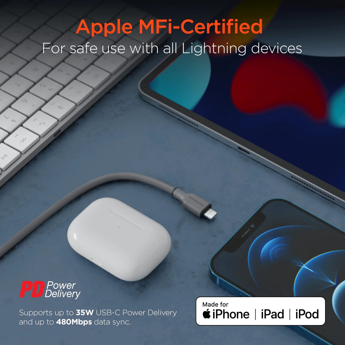 Hypergear Flexi PRO USB-C to Lightning Cable 10Ft