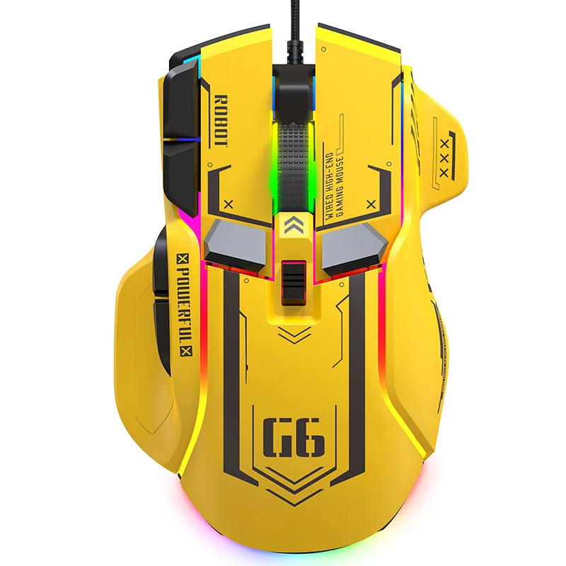 G6 Gaming Mouse Wired 128000DPI Chipa826 RGB Macro-Programmable Ergonomic Design Superior for Gaming and Work