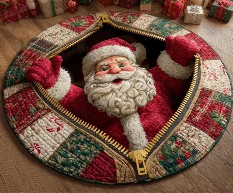 Santa Claus Christmas 3D Printed round Mat Christmas Christmas Decor Christmas Welcome Door Mat Winter Home Christmas Decoration