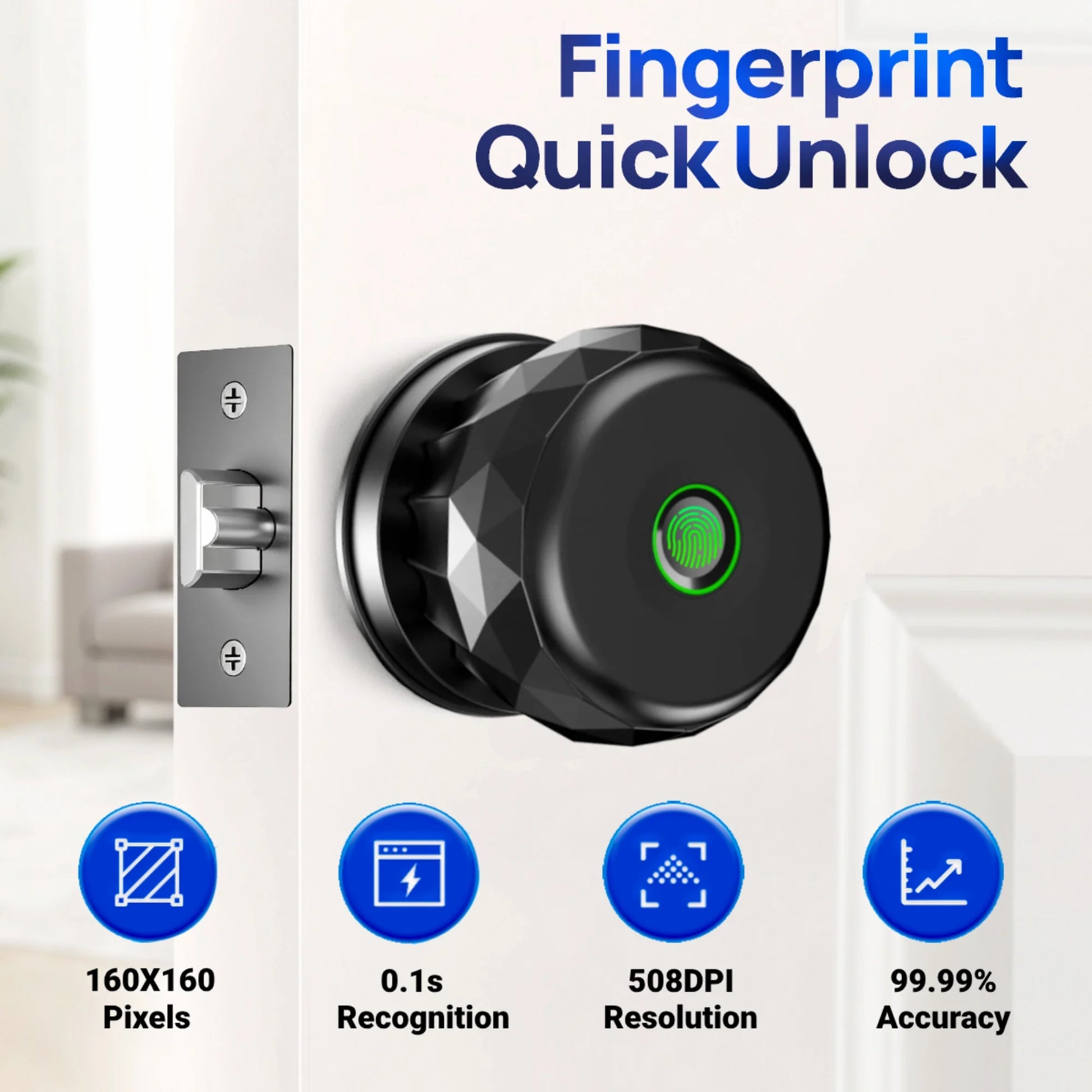 Keyless Smart Door Lock Smart Deadbolt with App Control & Fingerprint & 2 Keys