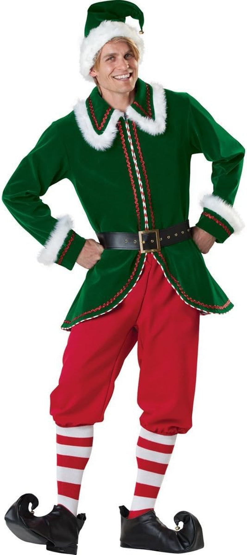Men'S Elf Christmas Santa Claus Costume Deluxe Set Cosplay Suit Clothing