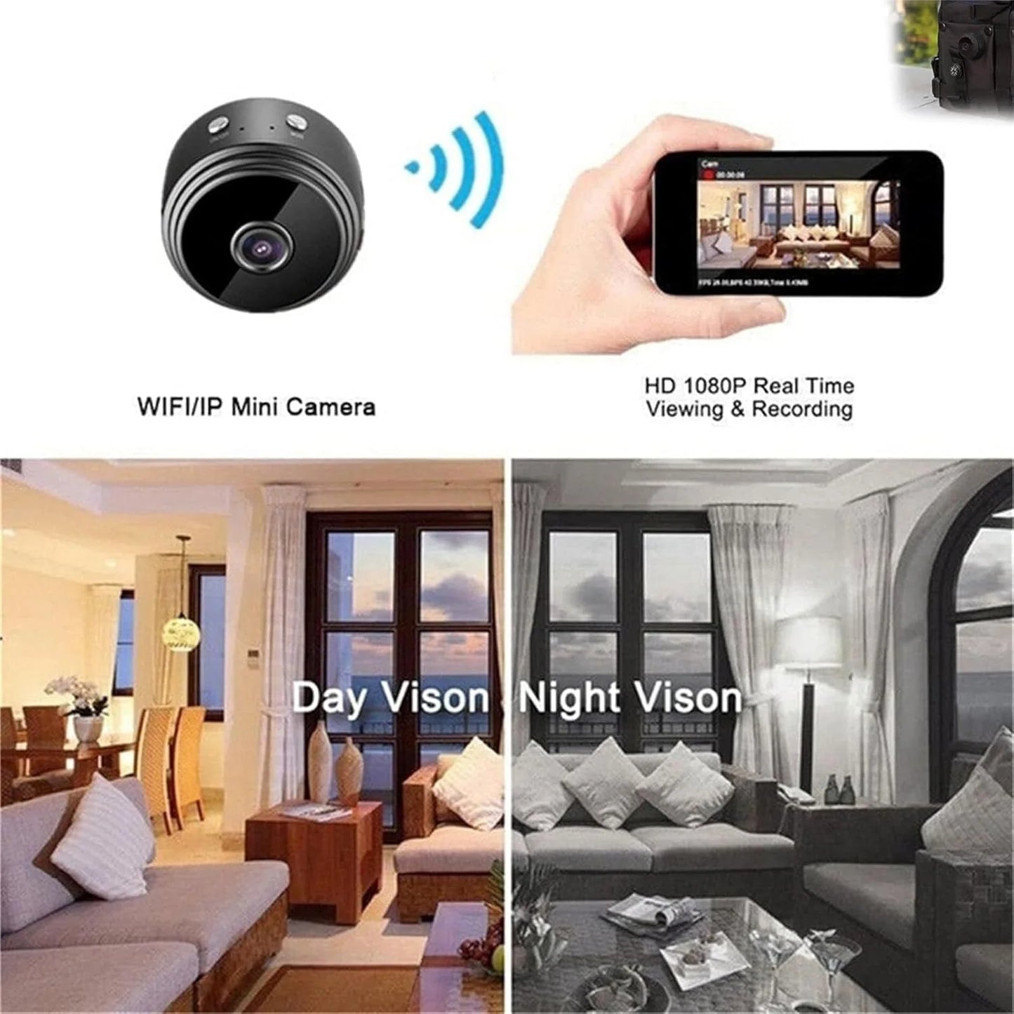 Mini Guard Cam, Miniguard Magnetic Mini Security Camera, 1080P HD Secret Scope Hidden Camera with Audio Indoor/Outdoor Wireless (2Pcs)